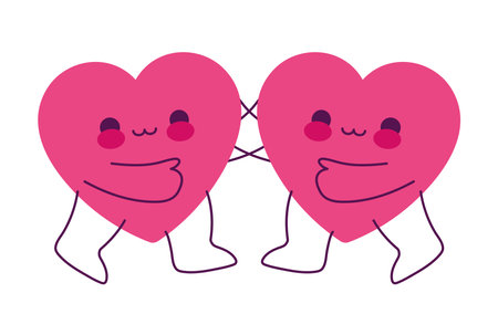 Happy Heart Couple Illustrationのイラスト素材