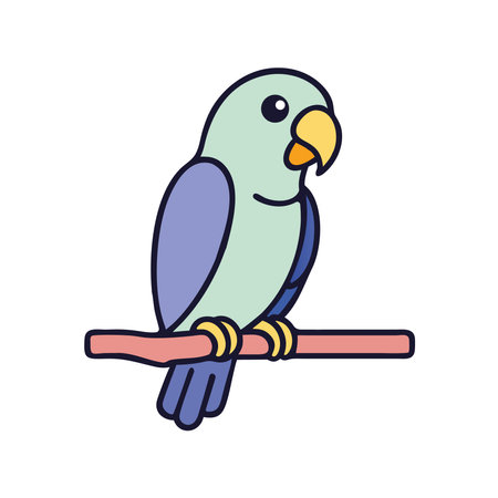 Elegant blue and white parrot perched rainforest iconのイラスト素材