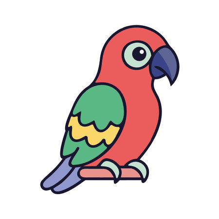 Red parrot perched exotic tropical bird iconのイラスト素材