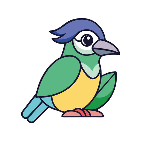 Unique songbird perched colorful avian iconのイラスト素材