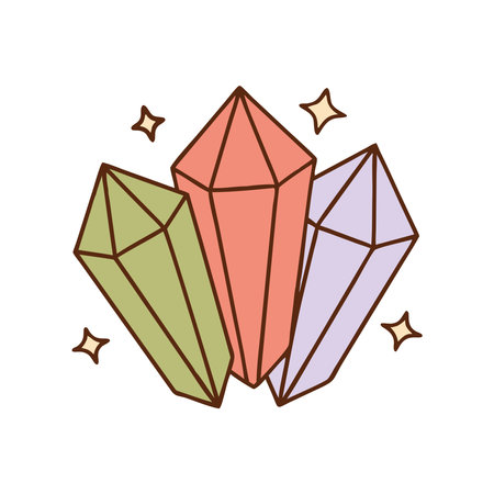 Healing crystals spiritual wellness iconのイラスト素材