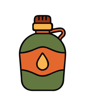 Camping water bottle outdoor supply gearのイラスト素材