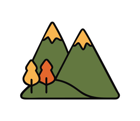 Camping mountains with trees iconのイラスト素材