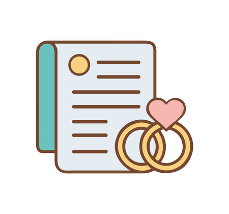 Wedding certificate with rings and heart iconのイラスト素材