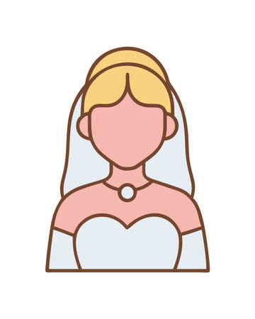 Wedding bride with veil and necklaceのイラスト素材