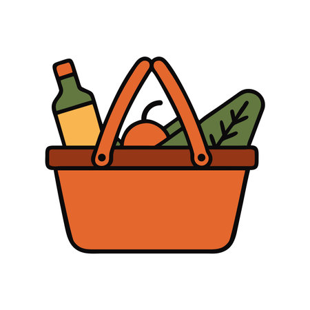 Camping picnic basket outdoor essentialsのイラスト素材