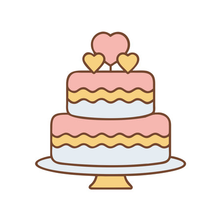 Wedding cake with heartsのイラスト素材