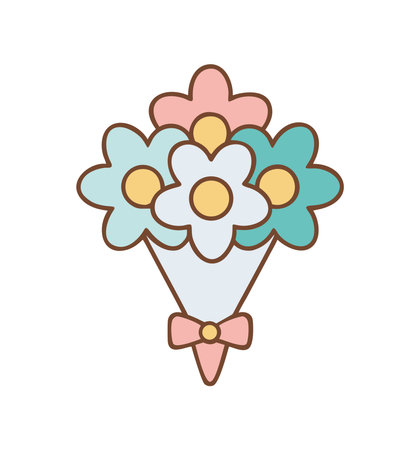 Wedding flower bouquet with pastel tonesのイラスト素材