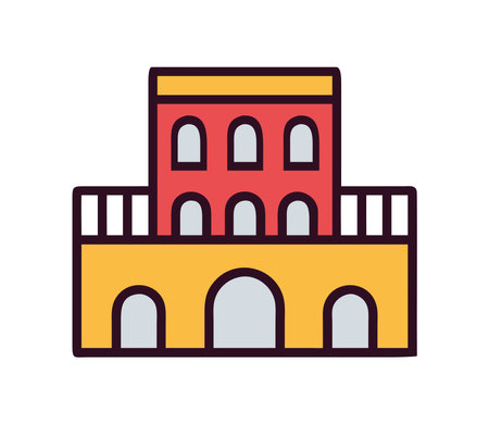 Italian urban building with classical facadeのイラスト素材