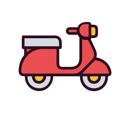 Italian red scooter with retro designのイラスト素材