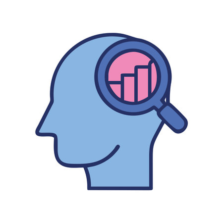 Psychiatry head with magnifying glass iconのイラスト素材
