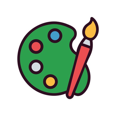 Italian art palette with paintbrush iconのイラスト素材