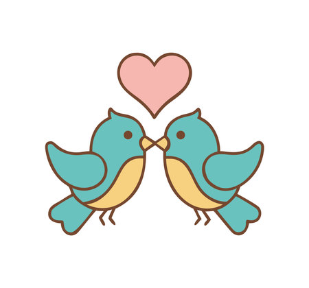 Wedding doves with heartsのイラスト素材