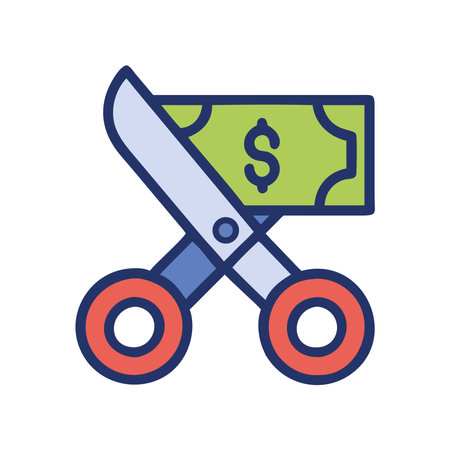 Financial crisis cutting money iconのイラスト素材