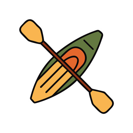 Camping kayak paddling outdoor adventureのイラスト素材