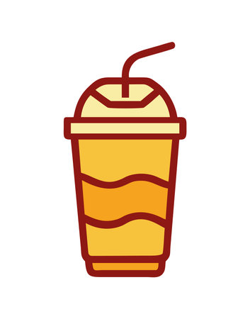 Sweet fast food milkshake with strawのイラスト素材