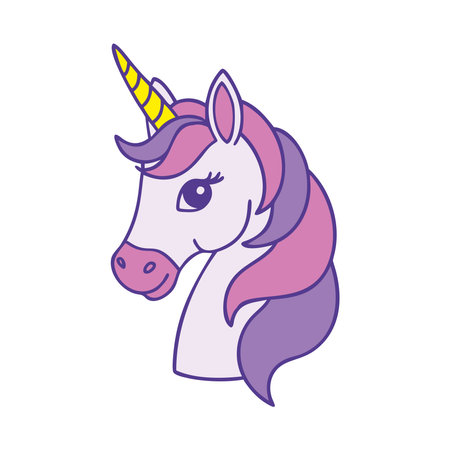 Majestic fantasy unicorn with pink maneのイラスト素材