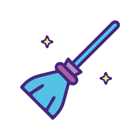 Flying magic broom with sparkling detailsのイラスト素材