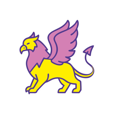 Majestic fantasy griffin with purple wingsのイラスト素材