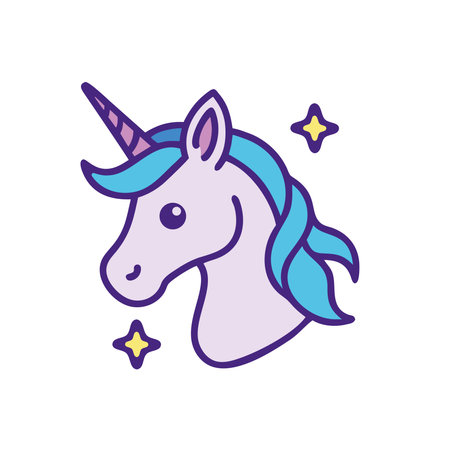 magical unicorn with colorful maneのイラスト素材