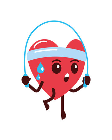 Healthy heart jumping rope iconのイラスト素材