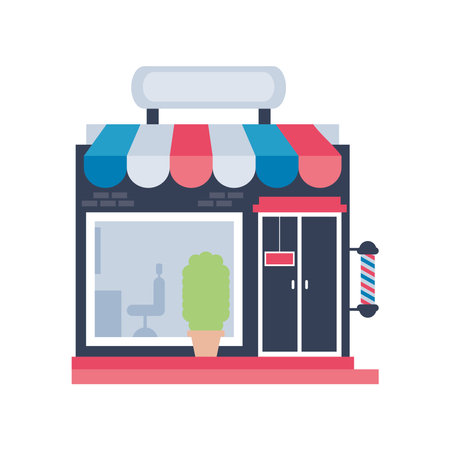 Local barber shop with awning iconのイラスト素材