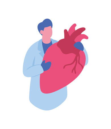 heart doctor holding a human heart iconのイラスト素材