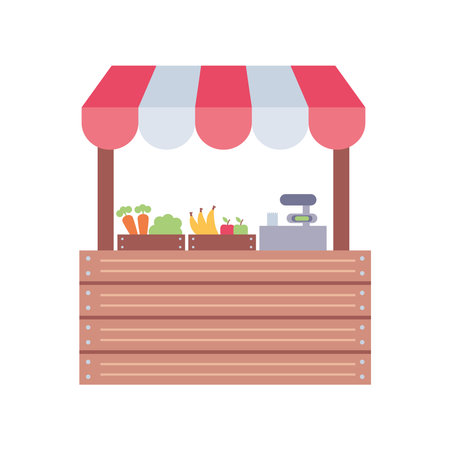 Local market stand with canopy iconのイラスト素材