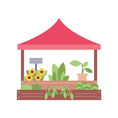 Local farm stand with fresh plants iconのイラスト素材