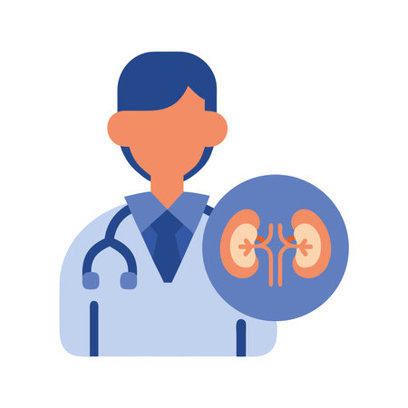 Doctor examining kidney disease iconのイラスト素材