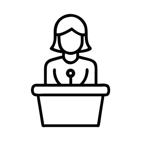 Business Woman Icon Public Speaking Conference Outlineのイラスト素材