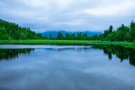Blue lake in the Fiordland National Parkの写真素材