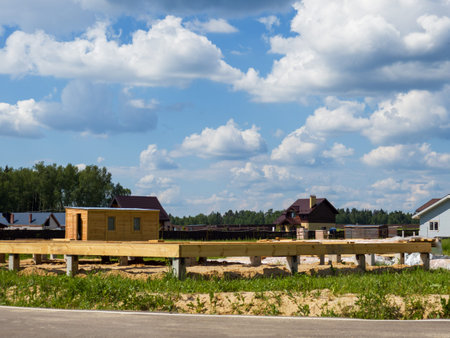 The process of building a private house. Columnar foundation.の写真素材