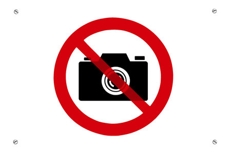 No photos prohibition sign with screwsの写真素材