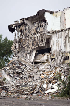 Destroyed building, can be used as demolition, earthquake, bomb, terrorist attack or natural disaster concept. Seriesの写真素材