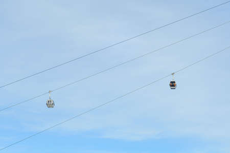 Winter Holiday Gondola Ski Lift Hight In The Skyの写真素材