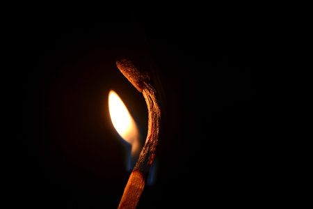 match fire isolated on black backgroundの写真素材