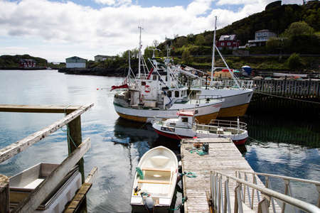 docked ships, Lofoten Islandsの写真素材