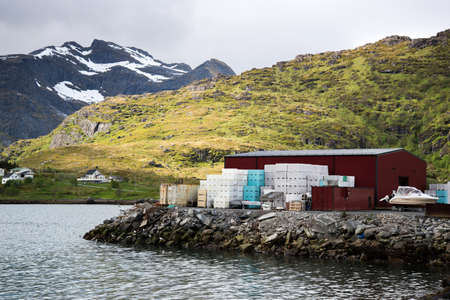 port city on Lofoten Islands in Norwayの写真素材