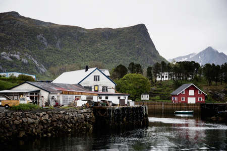 fishing village on Lofoten Islands in Norwayの写真素材