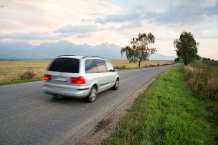 car moving to High Tatra mountainsの写真素材
