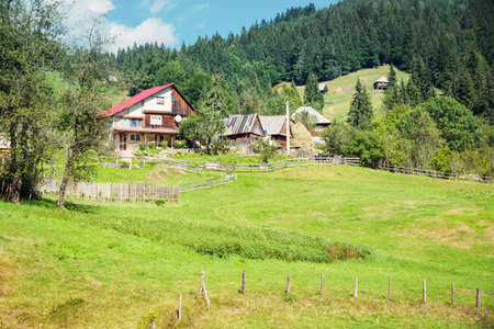 Village in Apuseni mountains in Romaniaの写真素材