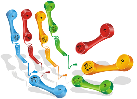 Colored phone receivers with and whitout cord.のイラスト素材