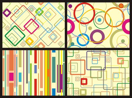 seamless vector backgrounds with different color shapesのイラスト素材