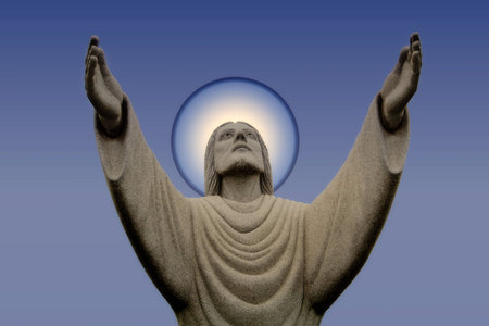Jesus on Blue gradient with halo