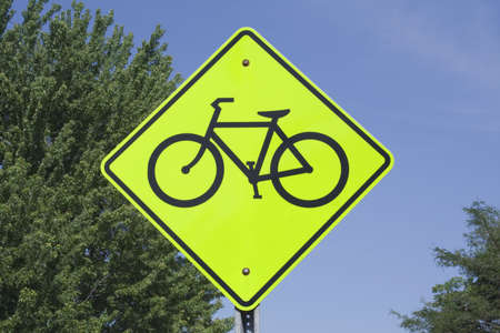 Sign signifying the path for bicyles.   Converted from RAW and not sharpened in camera or software.の写真素材