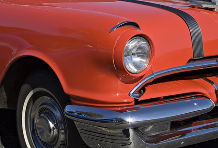 Old red classic American Car.の写真素材