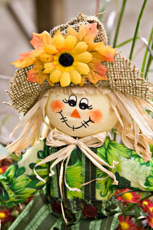 A cute fall scarecrow decoration.の写真素材
