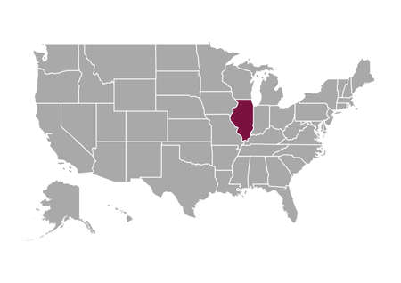 Map of Illinois state and position in the United Statesの写真素材