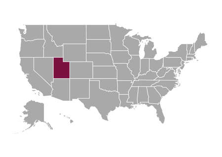 Map of Utah state and position in the United Statesの写真素材